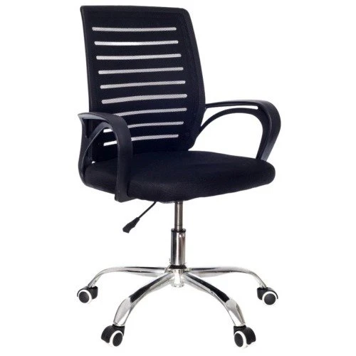 cadeira de escritorio com base cromada prizi venice – preta