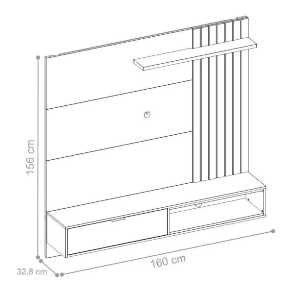 estante para tv com ripas e nichos mit 1.6 preto noce