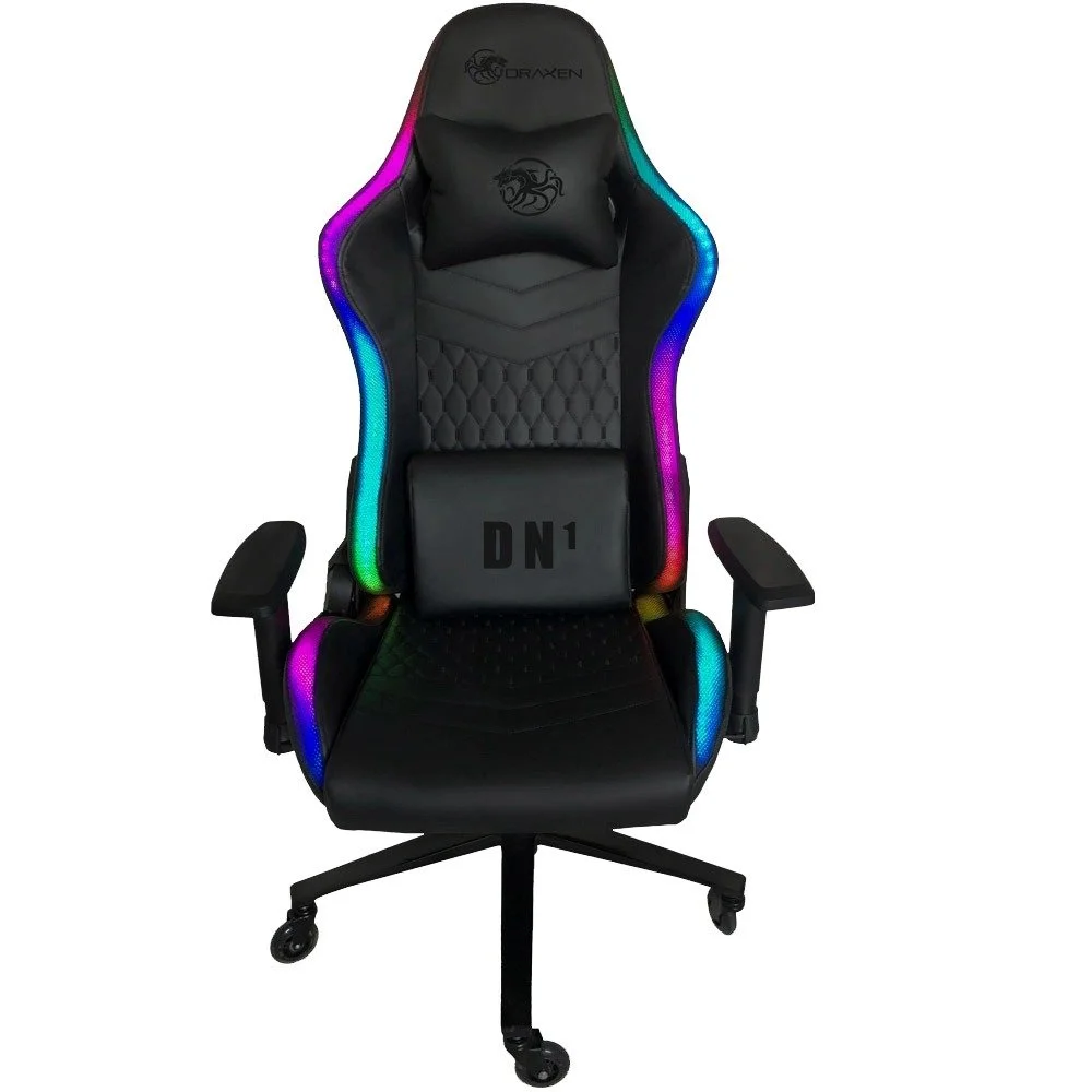 cadeira gamer dn1 rgb preto rodas de silicone draxen