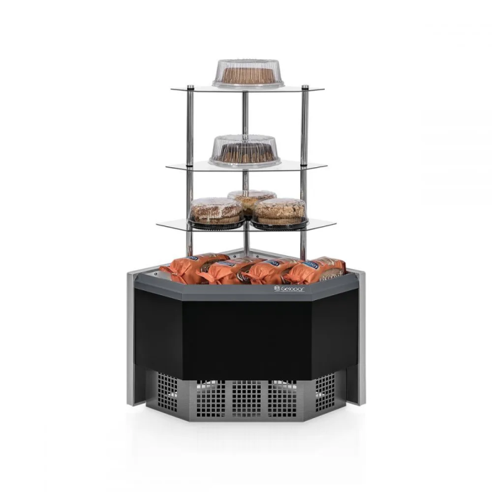 Vitrine Curva 90º Interna/Externa Neutra MPCA-090P c/ 3 níveis de prateleiras Gelopar