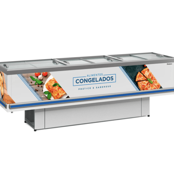 Ilha Expositor p/ Congelados e Resfriados GESV-290RBR Standard Branca Vidro Reto Deslizante Gelopar