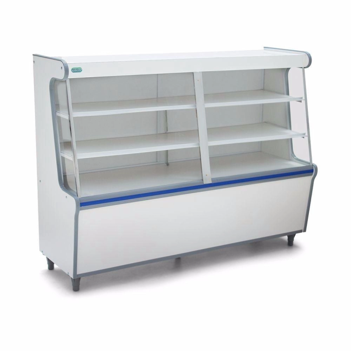 Balcão Vitrine Seco 1,20m Artlux Branco Faixa Azul
