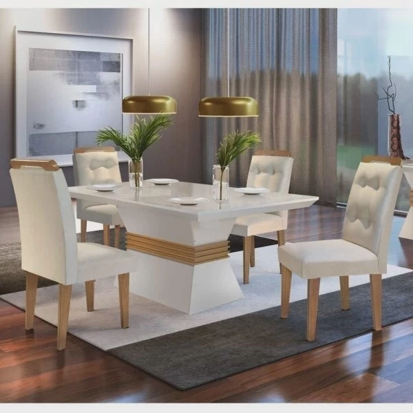 conjunto sala de jantar mesa 4 cadeiras luísa espresso móveis