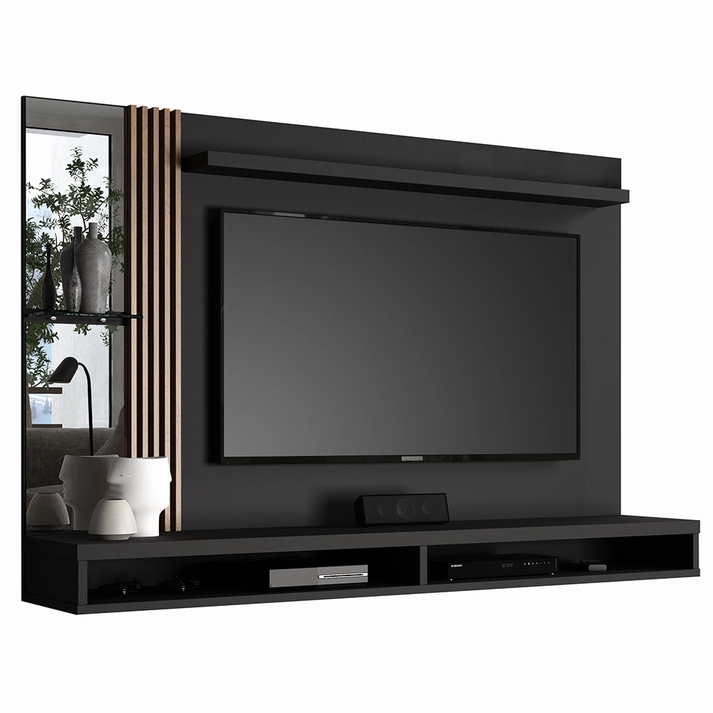 painel home paris para tv até 55 polegadas ripado com espelho