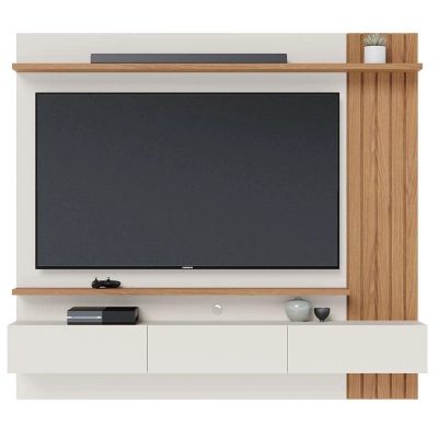 Painel para Tv Home Suspenso Juriti 1.8 Off White Matte Freijó – Colibri